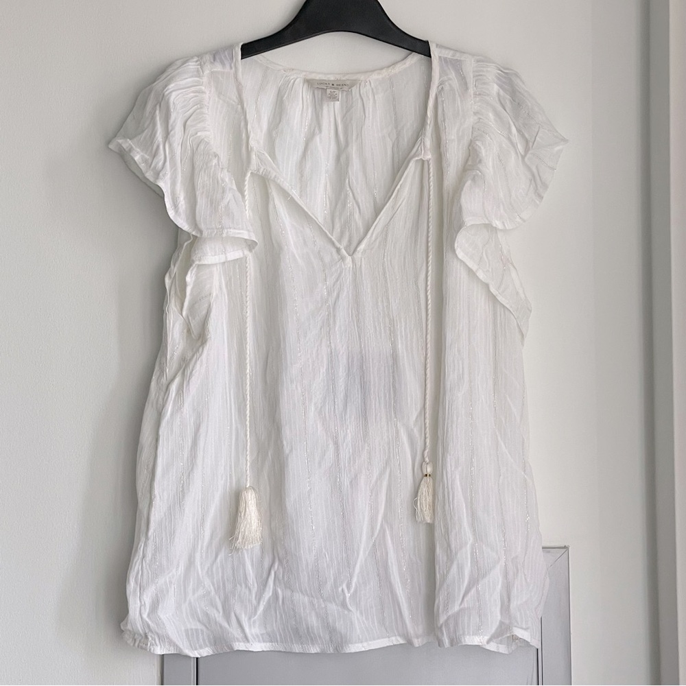 NWOT LUCKY BRAND White Ruffle Sleeve Blouse